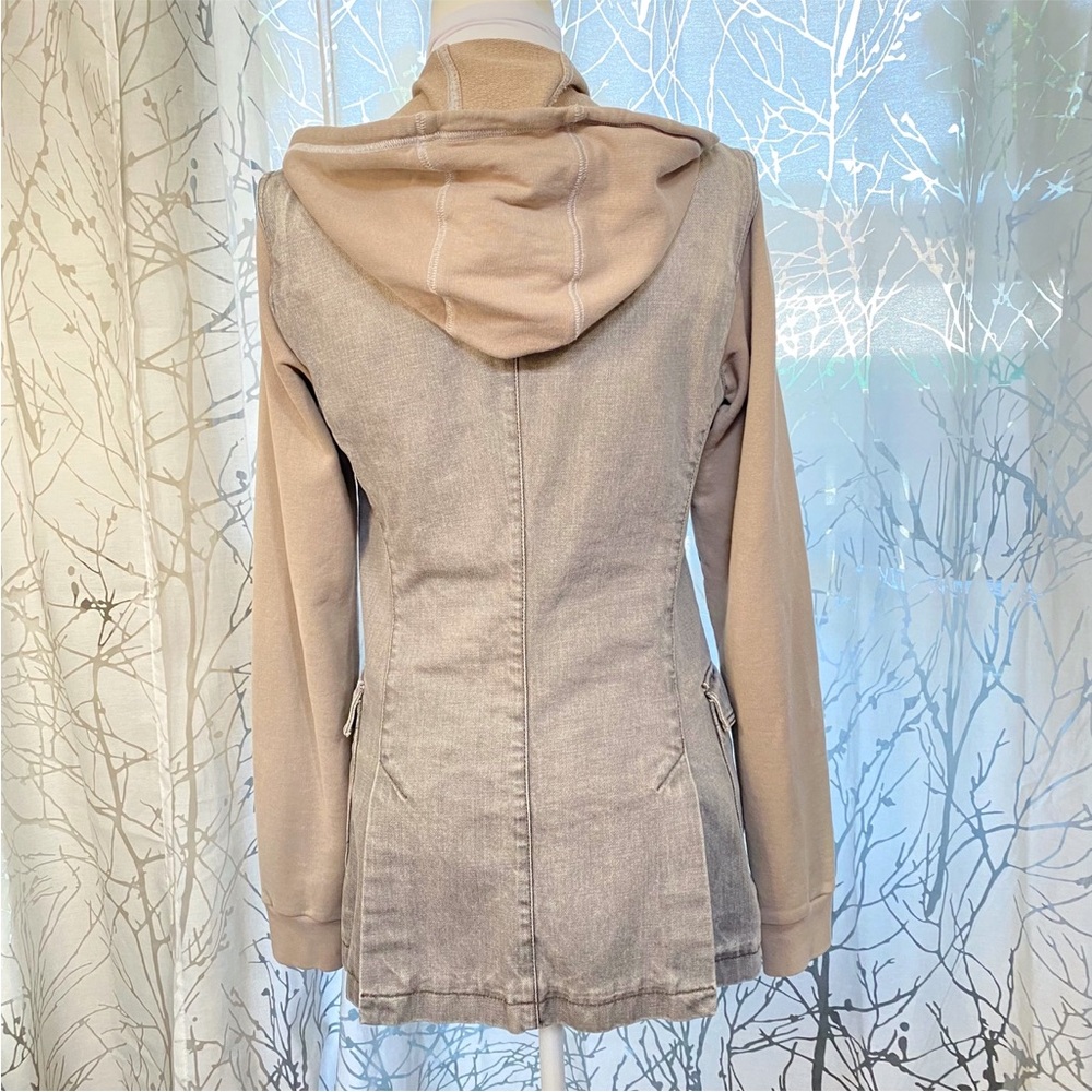 ALEXANDER MCQUEEN DISTRESSED GRAY TAN KNIT LONG SLEEVE HOODIE BLAZER JACKET - Picture 2 of 13